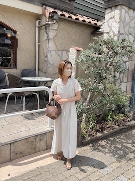「JUNOAH（ジュノア）のアイテム（オールインワン・サロペット）」を使った、うしさん（レディース・150cm）の夏コーディネート