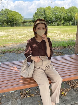 「Honeys（ハニーズ）のアイテム（スラックス）」を使った、うしさん（レディース・150cm）の夏コーディネート