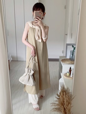 「プリーツバッグ」｜「アイテム（ワンピース/ドレス）」を使った、うしさん（レディース・150cm）の夏コーディネート