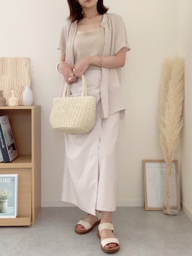 「Honeys（ハニーズ）のアイテム（かごバッグ）」を使った、うしさん（レディース・150cm）の夏コーディネート