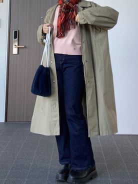 「earth music&ecology（アースミュージックアンドエコロジー）のアイテム（マフラー）」を使った、なぎささん（レディース・157cm）の冬コーディネート
