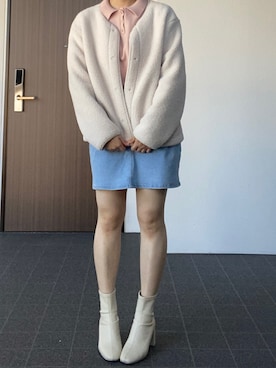 「LOWRYS FARM（ローリーズファーム）のストレッチヒールブーツ　851418（ブーツ）」を使った、なぎささん（レディース・157cm）の冬コーディネート