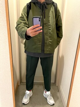 「green label relaxing（グリーンレーベルリラクシング）のアイテム（ノーカラージャケット）」を使った、tAKEHIrOさん（メンズ・172cm）の秋コーディネート
