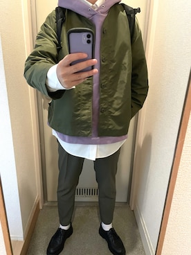 「green label relaxing（グリーンレーベルリラクシング）のアイテム（ノーカラージャケット）」を使った、tAKEHIrOさん（メンズ・172cm）の秋コーディネート