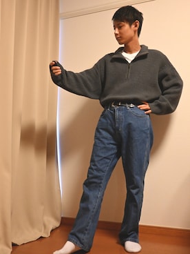 「LAKOLE（ラコレ）のアイテム（パンツ）」を使った、TAKUTOさん（メンズ・165cm）の秋コーディネート