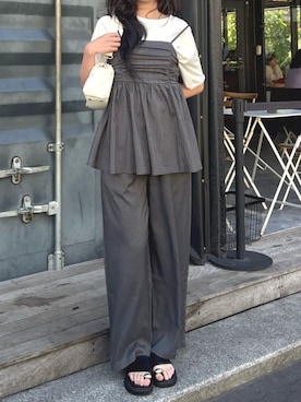 「RETRO GIRL（レトロガール）のメタルリングサンダル（その他シューズ、ブラック系）」を使った、RETROGIRLさん（レディース・161cm）の夏コーディネート