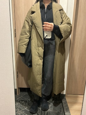 「CLANE（クラネ）のアイテム（チェスターコート）」を使った、わらちゃんさん（レディース・164cm）の冬コーディネート