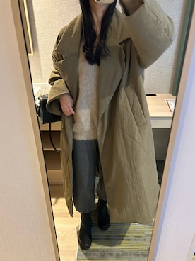 「CLANE（クラネ）のアイテム（チェスターコート）」を使った、わらちゃんさん（レディース・164cm）の冬コーディネート