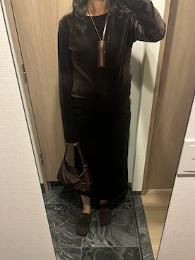 「green label relaxing（グリーンレーベルリラクシング）のアイテム（ワンピース）」を使った、わらちゃんさん（レディース・164cm）の秋コーディネート