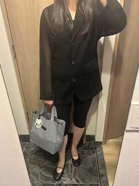 「CLANE（クラネ）のOBLIQUE TOE FLAT SHOES（パンプス、ブラック系）」を使った、わらちゃんさん（レディース・164cm）の春コーディネート