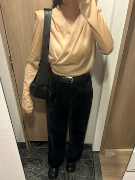 「CLANE（クラネ）のアイテム（スラックス）」を使った、わらちゃんさん（レディース・164cm）の秋コーディネート