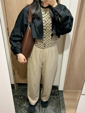 「CLANE（クラネ）のアイテム（その他アウター）」を使った、わらちゃんさん（レディース・164cm）の春コーディネート