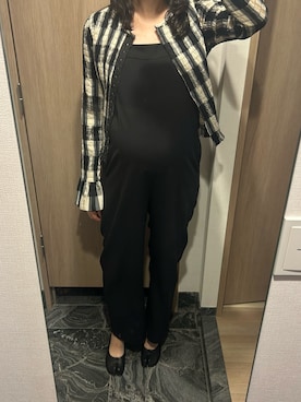 「アイテム（つなぎ/オールインワン）」を使った、わらちゃんさん（レディース・164cm）の秋コーディネート
