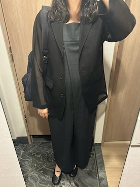 「アイテム（つなぎ/オールインワン）」を使った、わらちゃんさん（レディース・164cm）の秋コーディネート