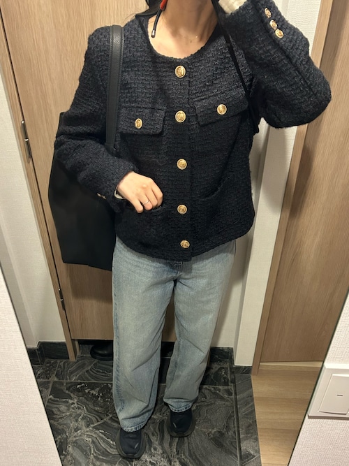 【数量限定】 RANDEBOO（ランデブー）の「Classic tweed jacket（ノーカラー ジャケット・アウター