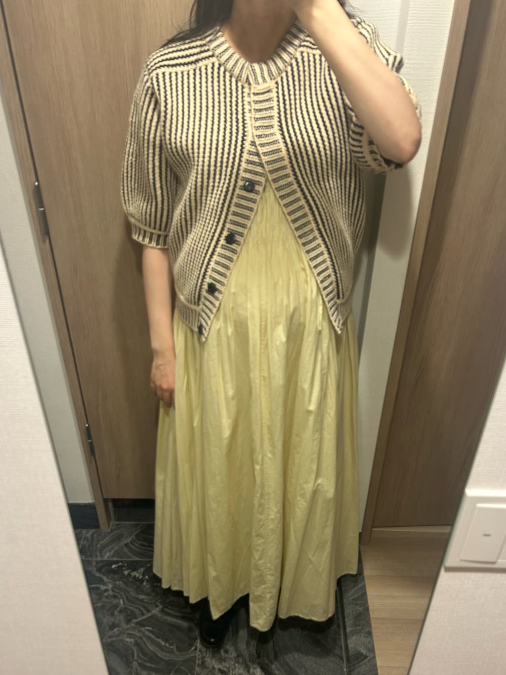 CLANE ストライプケーブルハーフスリーブカーディガン CLANE（クラネ）の「【CLANE/クラネ】ストライプケーブルハーフ