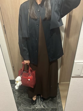 「Familiar （ファミリア）のアイテム（トートバッグ、レッド系）」を使った、わらちゃんさん（レディース・164cm）の春コーディネート