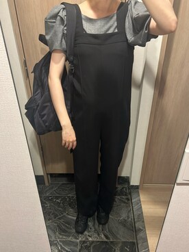 「アイテム（つなぎ/オールインワン）」を使った、わらちゃんさん（レディース・164cm）の秋コーディネート