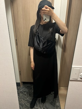 「MARW UNITED ARROWS（マルゥ ユナイテッドアローズ）の＜MARW UNITED ARROWS＞ロゴ キャップ UVカット（キャップ、ブラック系）」を使った、わらちゃんさん（レディース・164cm）の夏コーディネート