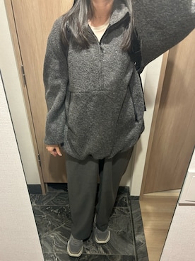 「CLANE（クラネ）の【CLANE/クラネ】SLIVER HALF ZIP TOPS/ハーフジップトップス（Tシャツ/カットソー、グレー系）」を使った、わらちゃんさん（レディース・164cm）の春コーディネート