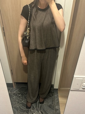 「CLANE（クラネ）のアイテム（タンクトップ、ブラウン系）」を使った、わらちゃんさん（レディース・164cm）の夏コーディネート
