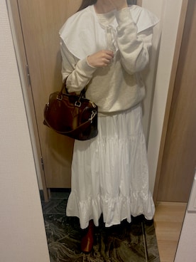 「RANDEBOO（ランデブー）のBoston bag（ショルダーバッグ、ブラウン系）」を使った、わらちゃんさん（レディース・164cm）の秋コーディネート