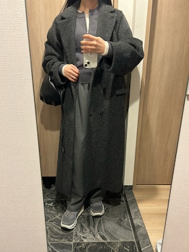 「CLANE（クラネ）のアイテム（チェスターコート）」を使った、わらちゃんさん（レディース・164cm）の冬コーディネート