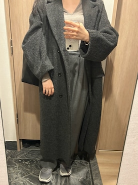 「CLANE（クラネ）のアイテム（チェスターコート）」を使った、わらちゃんさん（レディース・164cm）の冬コーディネート