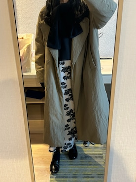 「CLANE（クラネ）のアイテム（チェスターコート）」を使った、わらちゃんさん（レディース・164cm）の冬コーディネート
