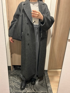 「CLANE（クラネ）のアイテム（チェスターコート）」を使った、わらちゃんさん（レディース・164cm）の冬コーディネート