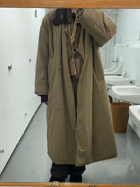 「CLANE（クラネ）のアイテム（チェスターコート、ベージュ系）」を使った、わらちゃんさん（レディース・164cm）の春コーディネート