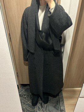 「CLANE（クラネ）のアイテム（チェスターコート）」を使った、わらちゃんさん（レディース・164cm）の冬コーディネート