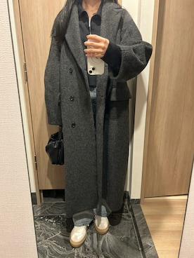 「CLANE（クラネ）のアイテム（チェスターコート）」を使った、わらちゃんさん（レディース・164cm）の冬コーディネート