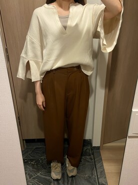 「CLANE（クラネ）のアイテム（スラックス）」を使った、わらちゃんさん（レディース・164cm）の春コーディネート