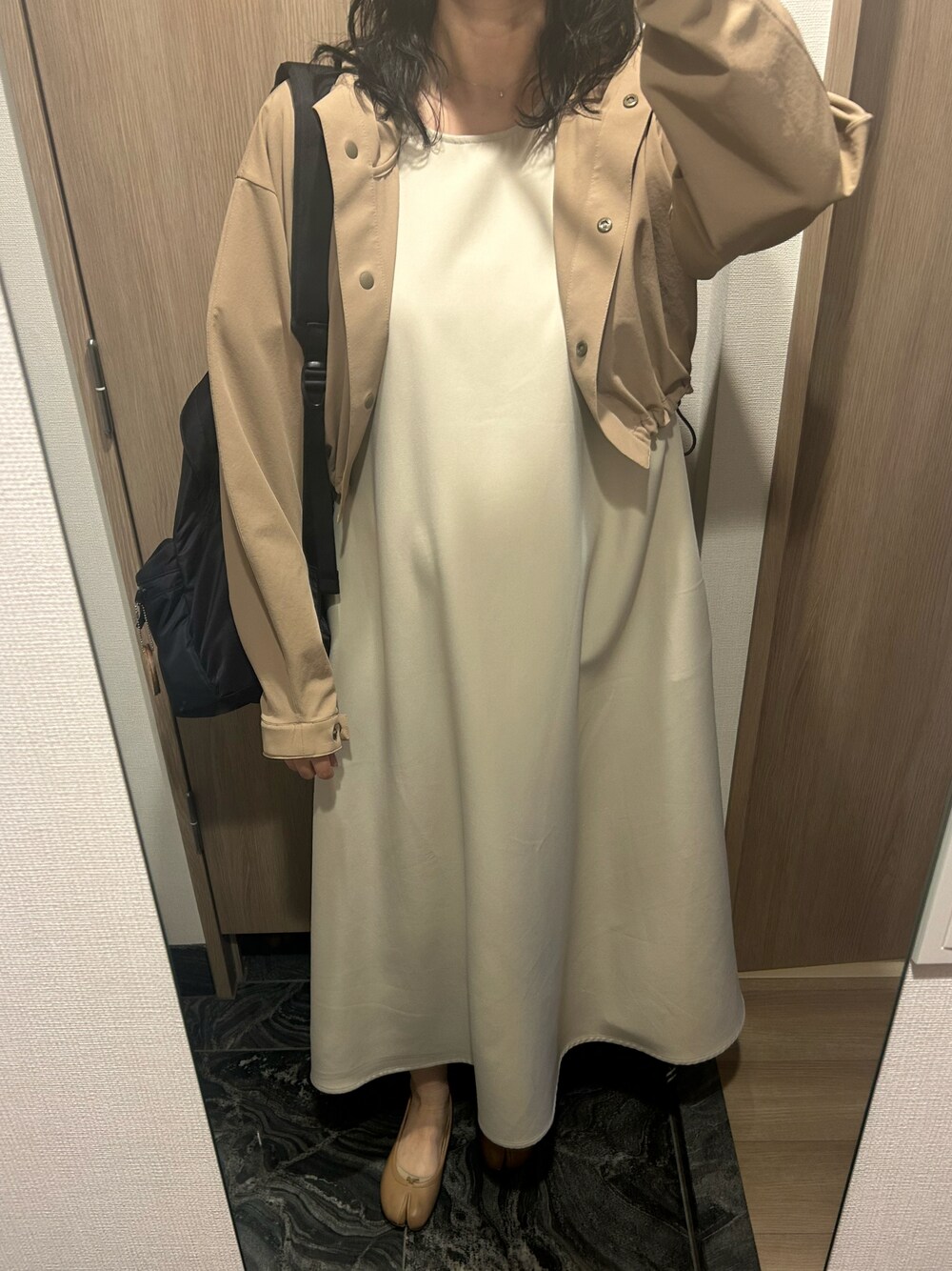 clane  ランタンスリーブ CLANE - ネック リボン ランタン スリーブ ワンピース - NECK