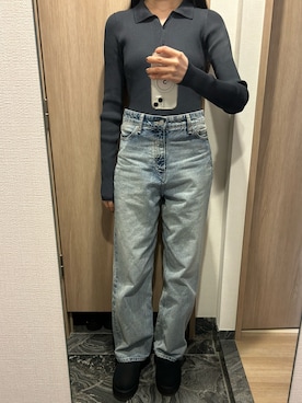 「CLANE（クラネ）のアイテム（チェスターコート）」を使った、わらちゃんさん（レディース・164cm）の冬コーディネート