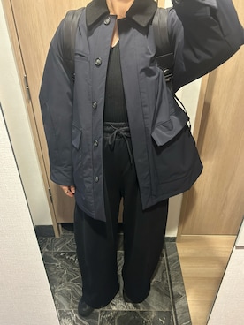 「CLANE（クラネ）のV NECK DOLMAN KNIT TOPS（ニット/セーター、ブラック系）」を使った、わらちゃんさん（レディース・164cm）の春コーディネート
