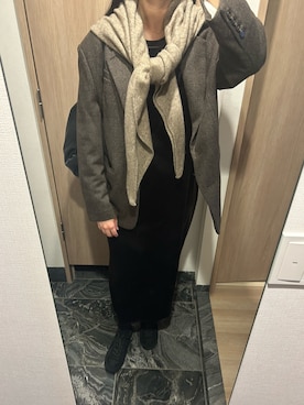 「アイテム（ストール/ショール）」を使った、わらちゃんさん（レディース・164cm）の冬コーディネート