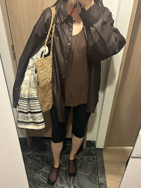 「OUTDOOR PRODUCTS（アウトドアプロダクツ）のアイテム（タンクトップ、ブラウン系）」を使った、わらちゃんさん（レディース・164cm）の秋コーディネート