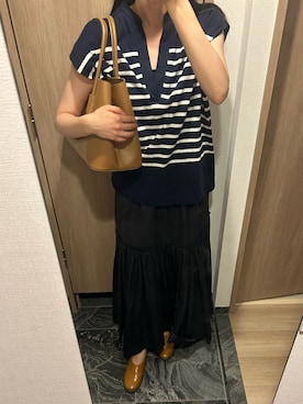 「CLANE（クラネ）のアイテム（Tシャツ/カットソー）」を使った、わらちゃんさん（レディース・164cm）の夏コーディネート