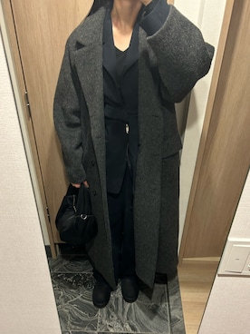 「CLANE（クラネ）のアイテム（チェスターコート）」を使った、わらちゃんさん（レディース・164cm）の冬コーディネート
