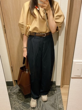 「RANDEBOO（ランデブー）のアイテム（ベルト）」を使った、わらちゃんさん（レディース・164cm）の秋コーディネート
