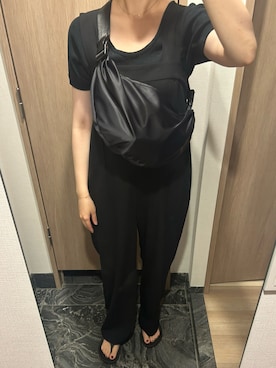 「CLANE（クラネ）のCLANE/クラネ/SCOOP LINE RIB TOPS（Tシャツ/カットソー、ブラック系）」を使った、わらちゃんさん（レディース・164cm）の秋コーディネート