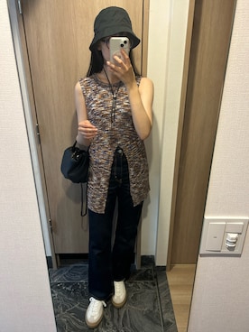 「CLANE（クラネ）のアイテム（ハット）」を使った、わらちゃんさん（レディース・164cm）の秋コーディネート
