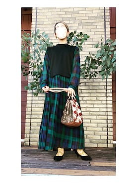 「Diosfront（ディオスフロント）のアイテム（ワンピース/ドレス）」を使った、まるさん（レディース・151cm）の秋コーディネート