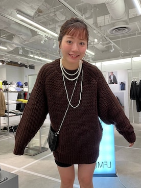 「LOWRYS FARM（ローリーズファーム）のパールタレンネックレス　249411（ネックレス）」を使った、ユメノさん（メンズ・164cm・20代）の秋コーディネート