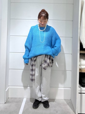 「LOWRYS FARM（ローリーズファーム）のパールタレンネックレス　249411（ネックレス）」を使った、ユメノさん（メンズ・164cm・20代）の秋コーディネート