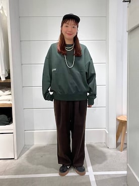 「LOWRYS FARM（ローリーズファーム）のパールタレンネックレス　249411（ネックレス）」を使った、ユメノさん（メンズ・164cm・20代）の秋コーディネート