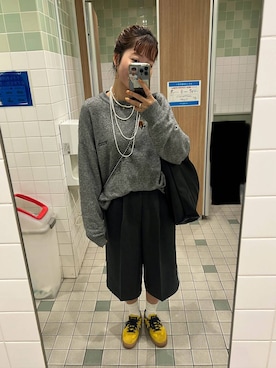 「LOWRYS FARM（ローリーズファーム）のパールタレンネックレス　249411（ネックレス）」を使った、ユメノさん（メンズ・164cm・20代）の秋コーディネート