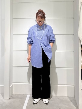 「LOWRYS FARM（ローリーズファーム）のパールタレンネックレス　249411（ネックレス）」を使った、ユメノさん（メンズ・163cm・20代）の秋コーディネート